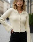 Miss Sparkling | Lace Trim Knit Cardigan