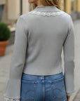 Miss Sparkling | Lace Trim Knit Cardigan