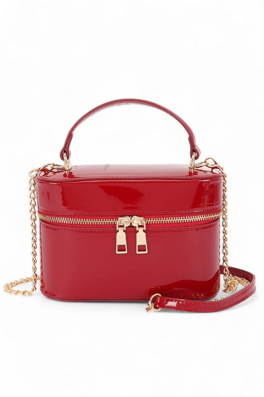 Top Handle Patent Finish Convertible Crossbody Bag