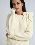 Bow Shoulder Ribbed Cottagecore Sweater