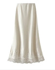 Miss Sparkling | Satin Midi Skirt with Lace Trim