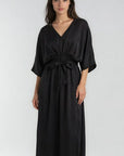 Miss Sparkling Satin Kimono Sleeve Maxi Dress