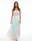 Ethereal Watercolor Floral Sweetheart Chiffon Gown