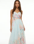 Ethereal Watercolor Floral Sweetheart Chiffon Gown