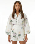 Floral Linen Blend Blouson Two-Piece Set