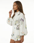 Floral Linen Blend Blouson Two-Piece Set