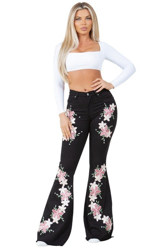 GJG Denim Angela Bell Bottom Jean in Black-Inseam 30