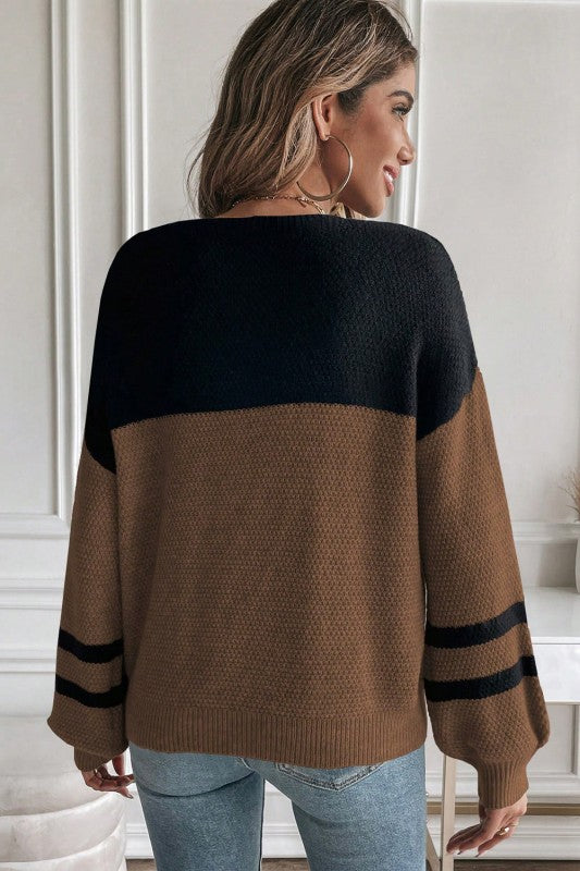 Colorblock Stripe Long Sleeve Sweater