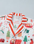 Christmas Morning Stripe-Trim Pajama Set — White