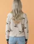 Mallard Duck Corded Knit Crew Neck Pullover Top