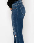 Margaret Low Rise Distressed Flare Jeans | Dark Wash
