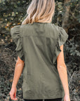 Denim Patchwork Ruffle Sleeve Jacket Vest