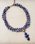 Blue Lapis Beaded Collar Necklace w/ Lapis Pendant