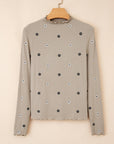 Floral Ribbed Embroidered Long Sleeve Top