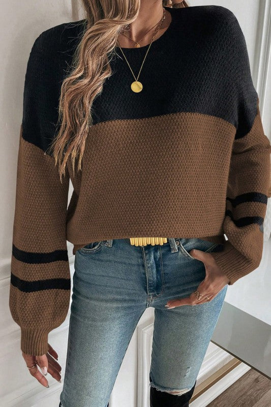 Colorblock Stripe Long Sleeve Sweater