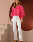 Ruth Pointe Knit Top with Lace