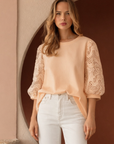 Ruth Pointe Knit Top with Lace