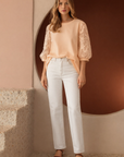 Ruth Pointe Knit Top with Lace