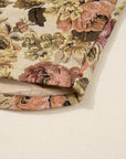 Floral Waffle Knit Patchwork Chest Pocket Buttoned Jacket