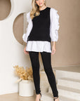 Wanelle Top with Ruffled Sleeves & Detachable Knitted Sweater Vest