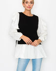 Wanelle Top with Ruffled Sleeves & Detachable Knitted Sweater Vest
