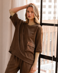 Karen Knit Crepe Top - Dark Colors