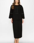Kayla Crepe Knit Top with Beading Trim - My Pampered Life Seattle