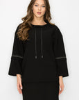 Kayla Crepe Knit Top with Beading Trim - My Pampered Life Seattle