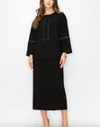 Kayla Crepe Knit Top with Beading Trim - My Pampered Life Seattle