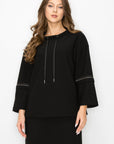 Kayla Crepe Knit Top with Beading Trim - My Pampered Life Seattle