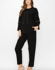 Kayla Crepe Knit Top with Beading Trim - My Pampered Life Seattle