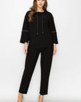 Kayla Crepe Knit Top with Beading Trim - My Pampered Life Seattle