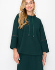 Kayla Crepe Knit Top with Beading Trim - My Pampered Life Seattle