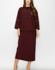 Kayla Crepe Knit Top with Beading Trim - My Pampered Life Seattle