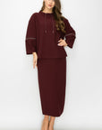 Kayla Crepe Knit Top with Beading Trim - My Pampered Life Seattle