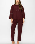 Kayla Crepe Knit Top with Beading Trim - My Pampered Life Seattle