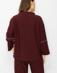 Kayla Crepe Knit Top with Beading Trim - My Pampered Life Seattle