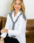 Willette Top with Stripe Front Ties