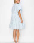 Weslee Cotton Poplin Dress with Embroidered Summer Flowers