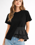 JOH | Rena Pointe Knit Top with Front Ruffling
