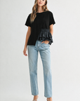 JOH | Rena Pointe Knit Top with Front Ruffling