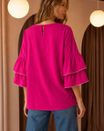 JOH Wesenia Ruffle Sleeve V-Neck Blouse