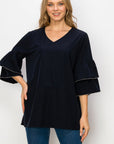 JOH Wesenia Ruffle Sleeve V-Neck Blouse