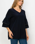 JOH Wesenia Ruffle Sleeve V-Neck Blouse