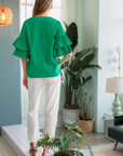 JOH Wesenia Ruffle Sleeve V-Neck Blouse