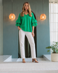JOH Wesenia Ruffle Sleeve V-Neck Blouse