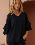 JOH Wesenia Ruffle Sleeve V-Neck Blouse