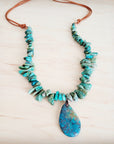 Natural Turquoise Chunky Necklace with Large Natural Pendant
