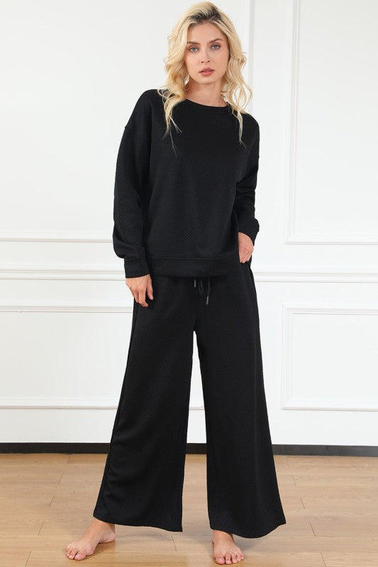 Textured Top and Pants Set
