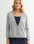 JOH Apparel Julia Heather Grey Eyelet Cardigan